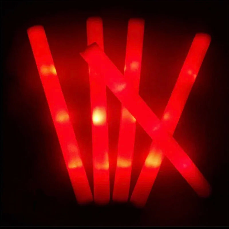 60Pcs RGB LED Glow Sticks – Colorful Foam Cheer Tubes for Dark Light, Birthday, Wedding, and Party Supplies