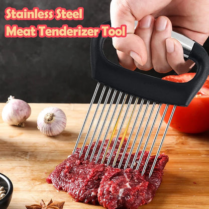 Stainless Steel Vegetable & Onion Cutter Holder – Multi-Function Fruit & Potato Slicer Kitchen Tool