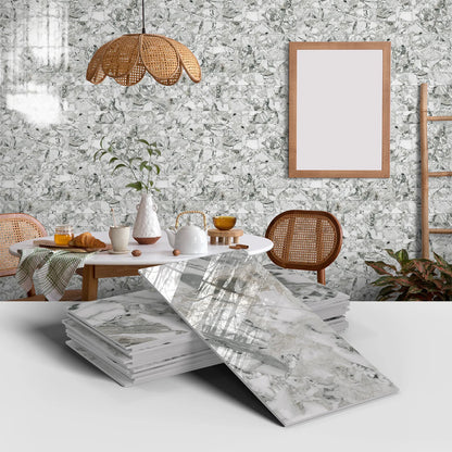 16PCS Marble Pattern Wall Stickers - Waterproof Oil-Proof PET Foam Kitchen Backsplash & Decorative Wallpaper Panels