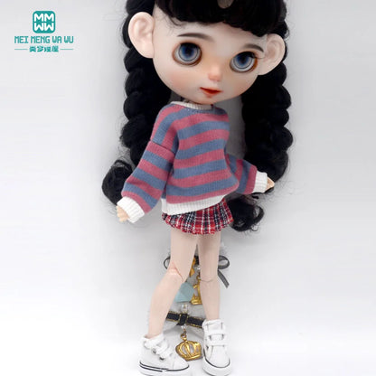 Blythe Doll Accessories Set – Fashion Sweatshirt, Shoe Covers & Sneakers for Blythe & Azone Dolls, Christmas Gift