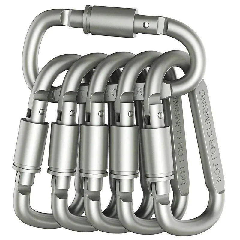 2-6PCS Aluminum Carabiner Set - Tactical EDC Keychain Clips for Camping, Hiking, Survival & Outdoor Gear