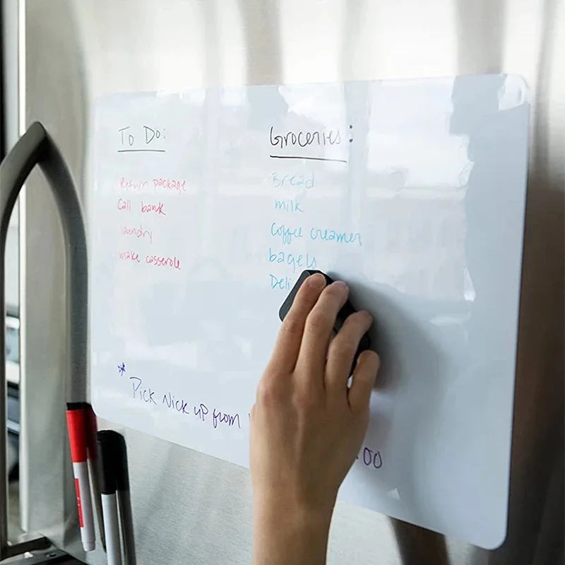 Magnetic Dry Erase Board for Refrigerator – Flexible Whiteboard Sheet with Marker, Erasable Kitchen Memo & Grocery List (A3, A4, A5)