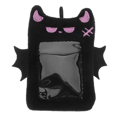 Kawaii Devil Plush Card Holder - Cute Visible ID, Bank, Credit & Bus Card Sleeve