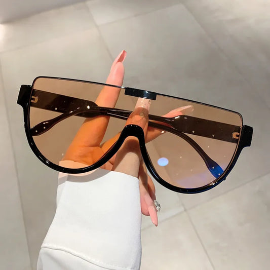 KAMMPT Vintage Semi-round Sunglasses: Fashion Monoblock Outdoor Goggle Shades, Ins Trending New Design UV400 Eyewear for Women