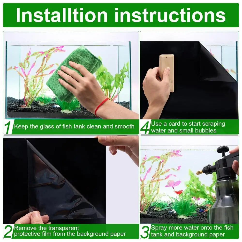 Fish Tank Background – Static Cling Black Aquarium Backdrop Poster & Decorative Wallpaper