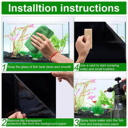 Fish Tank Background – Static Cling Black Aquarium Backdrop Poster & Decorative Wallpaper