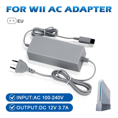 Nintend Wii AC Adapter 100-240V 12V 3.7A – EU/US Plug Wall Charger Power Supply