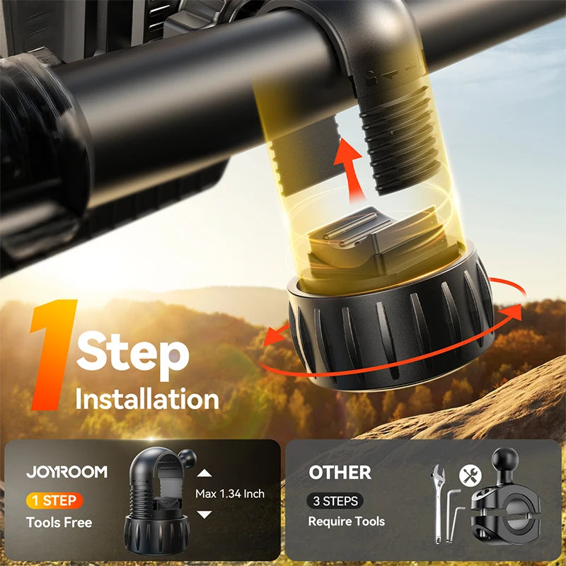 Joyroom Shockproof Bike & Motorcycle Phone Holder – Quick Install Mount with Vibration Dampener for 4.7-7" Phones