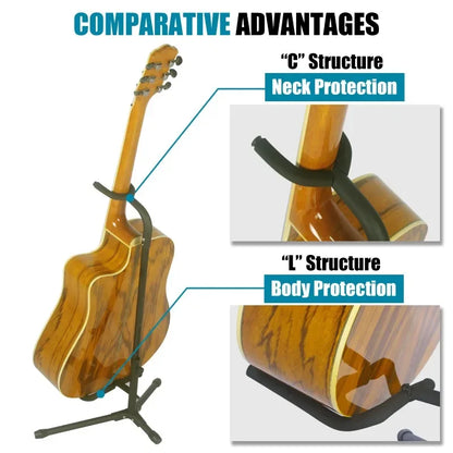 Vertical Folding Guitar Stand – Adjustable Floor Display Stand for Acoustic, Electric, Ukulele, Bass & Pipa
