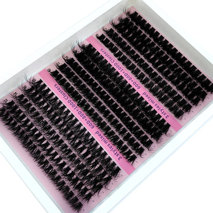 New 15 Rows DIY 5D Fluffy Lash Clusters – 60D–200D Wispy Thick Individual Eyelash Extensions 10–20mm Volume Lash Kit for Salon-Style Look
