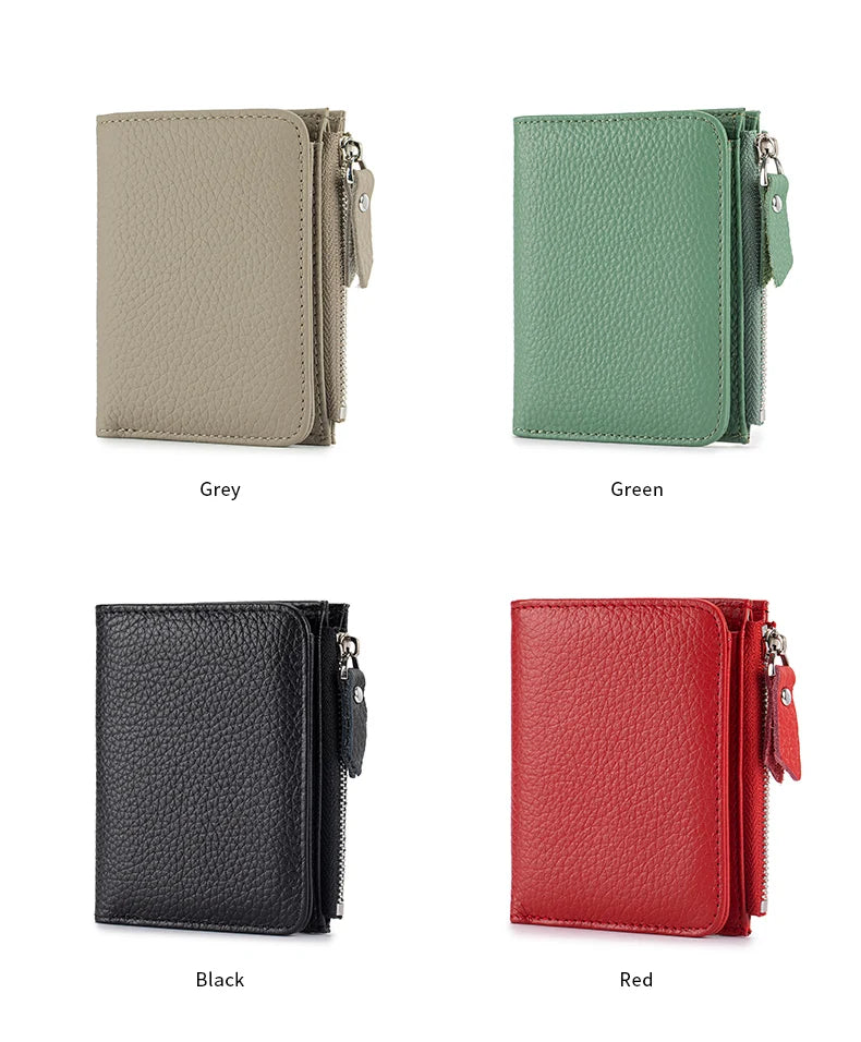 Women’s Genuine Leather Slim Wallet — RFID Blocking Bi-Fold with Card Holder & Coin Pocket