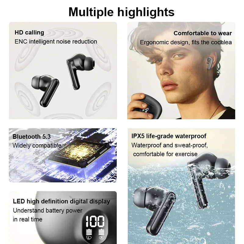 S510 TWS Wireless Bluetooth 5.3 Earbuds - LED Digital Display Stereo Headphones for Xiaomi & More