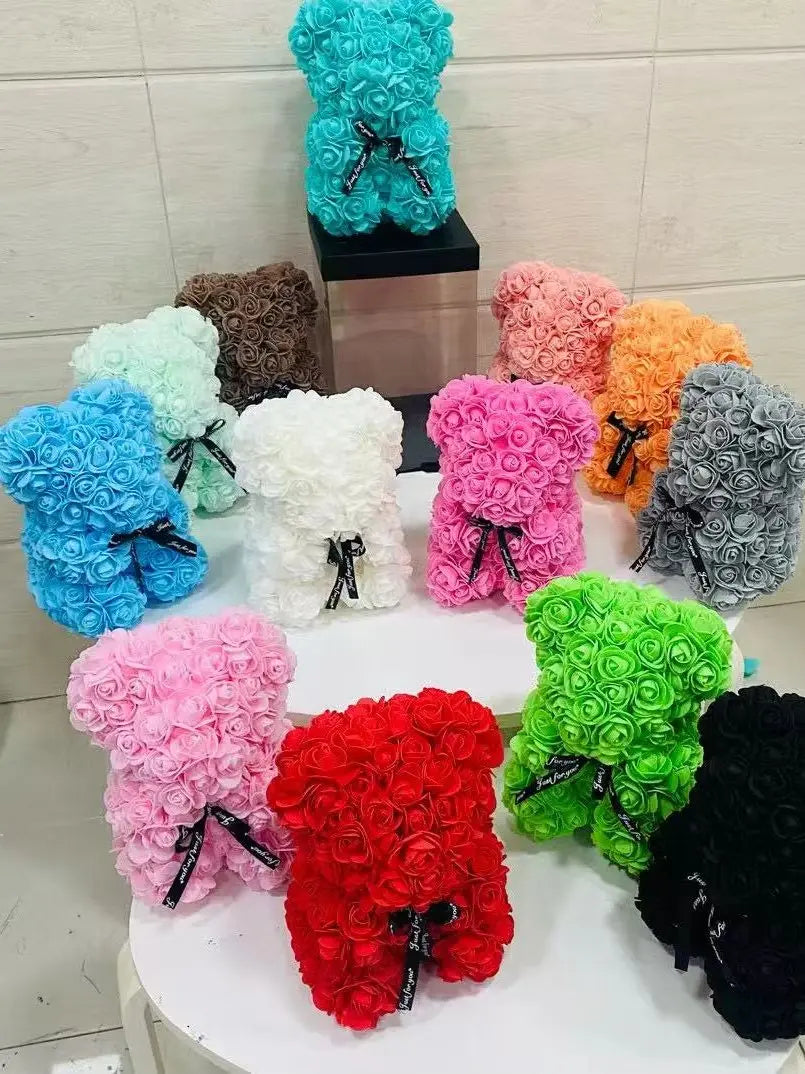 Romantic Eternal Flower Rose Bear — Creative Valentine’s Day & Christmas Gift, Wedding Decoration Hug Bear with Roses