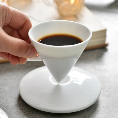 Hand-Brewed Bone China Coffee Cups & Saucers Set: Espresso Share Ins Style with Spoon - Exquisite High-Value Small Cup
