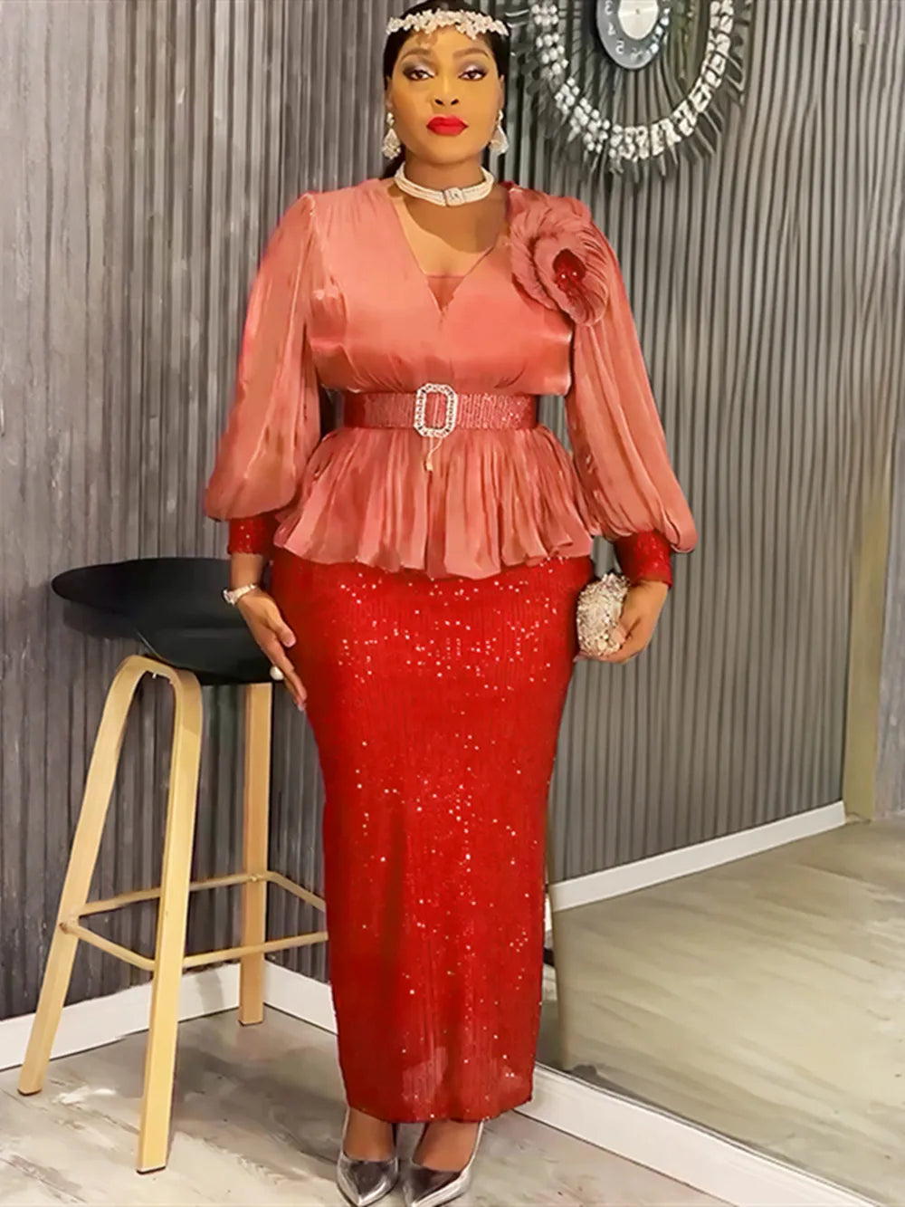 Plus Size African Party Dress - 2025 Dashiki Ankara Sequin Long Evening Gown for Women, Wedding & Special Events