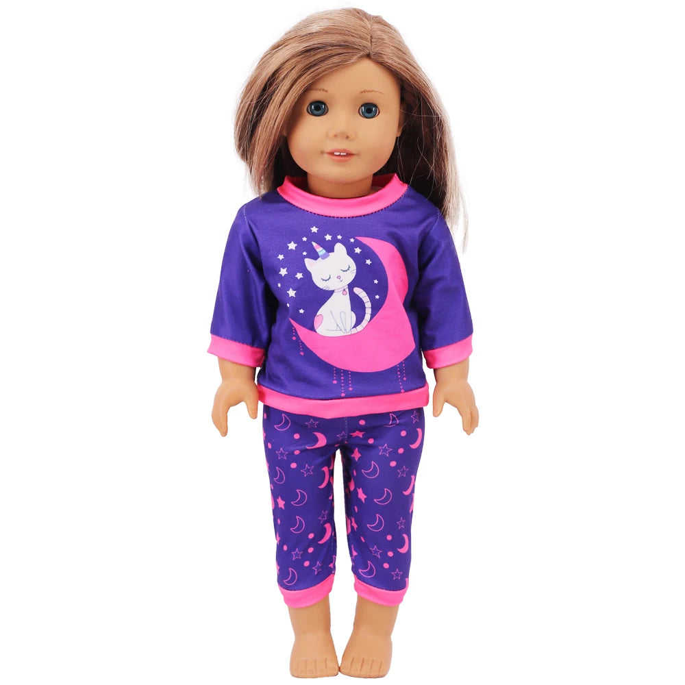 15-Style Doll Pajamas & Nightgowns – Cute Patterns for 18-Inch American & 43cm Born Dolls, Doll Accessories Toy