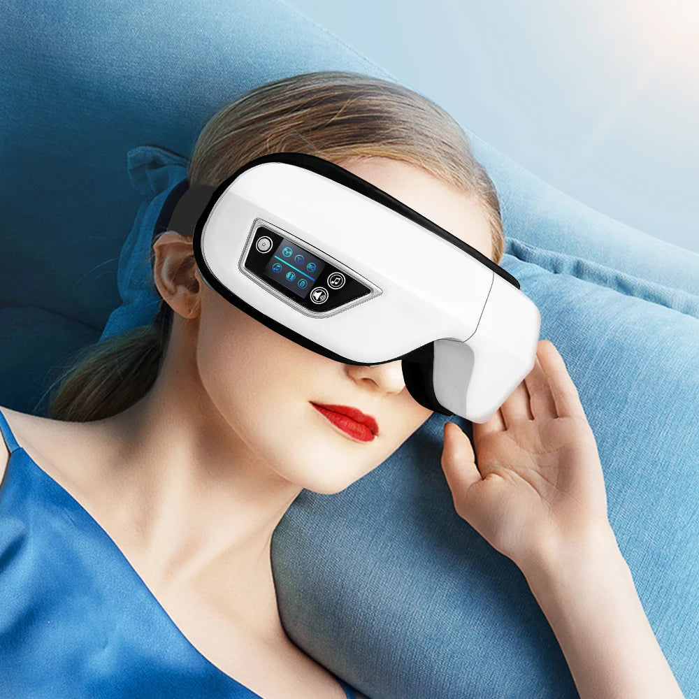 6D Smart Eye Massager — Vibration & Hot Airbag Compress, Bluetooth Music Eye Massage Glasses for Relaxation & Fatigue Relief