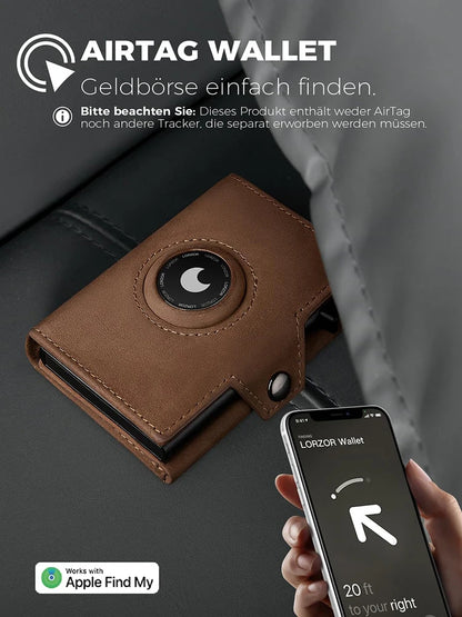 Genuine Leather Wallet with Coin Pocket – RFID Blocker Airtag Wallet for Men