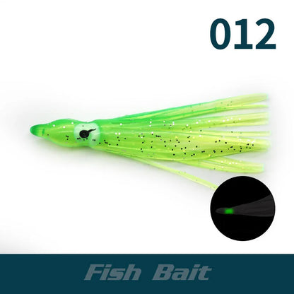 PRO BEROS 5Pcs Luminous Octopus Fishing Lures - Silicone Squid Skirts Glow Bait for Tuna Trolling & Sea Jigging