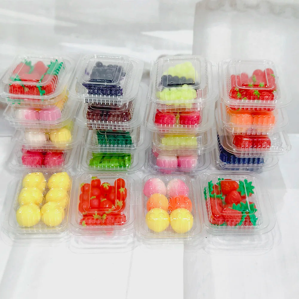 1/6 Miniature Dollhouse Fruit Set – Mini Peach & Grape with Box for Blythe, OB11, BJD Dolls