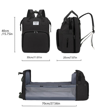 Foldable Bed Diaper Bag with Changing Station - Insulated Pocket, Large Capacity, Multifunctional Double Shoulder Mommy Bag