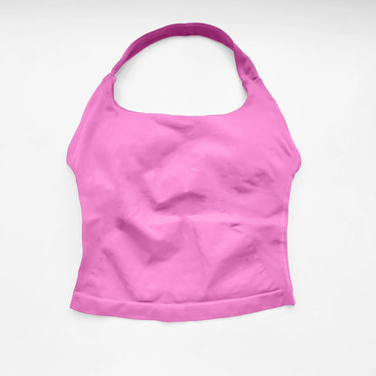 NCLAGEN Impact Halter Top — Women's Padded Longline Strappy Yoga Tank for Gym, Pilates & Fitness Activewear
