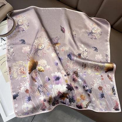 New 2024 Pashmina Scarf – 100% Mulberry Silk Small Shawl, Summer Beach Poncho, Women’s Hijab, Bandana & Kerchief 53x53cm