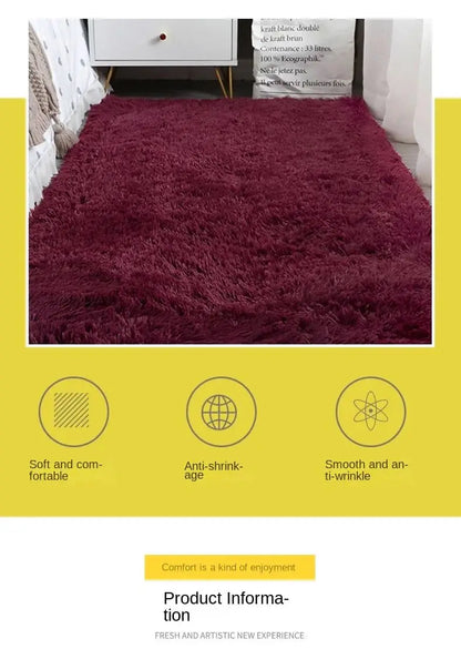 VIKAMA Silk Wool Solid Color Rug – Soft, Non-Slip, Washable Mat for Living Room, Bedroom, Bedside & Sofa – Light Luxury, Dirt-Resistant