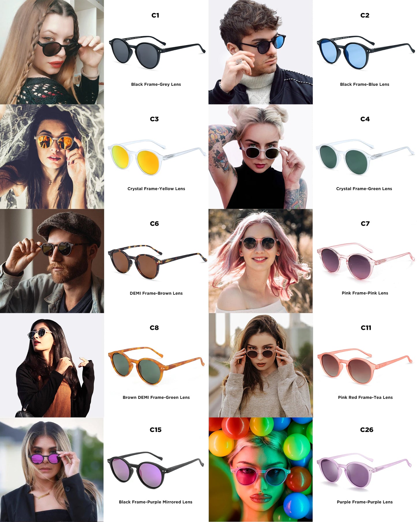 ZENOTTIC Retro Circular Polarized Sunglasses (S Size) – Vintage Small Round UV400 Goggles for Men & Women