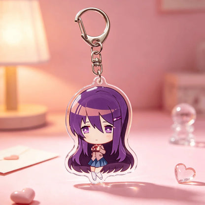 DDLC Doki Doki Literature Club Acrylic Keychains - Cute Chibi Yuri, Monika, Sayori, and Natsuki Backpack Accessories and Gifts