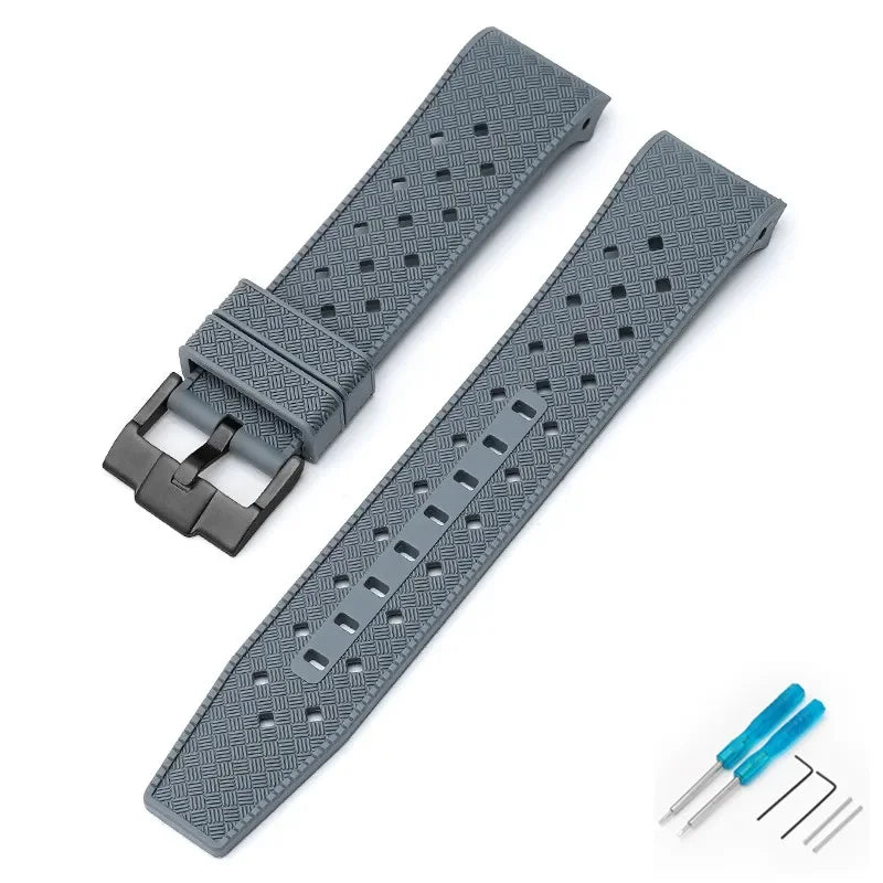 Curved End Strap for Swatch X Blancpain Fifty Fathoms – 22mm Waterproof Liquid Silicone Watch Band for Men & Women