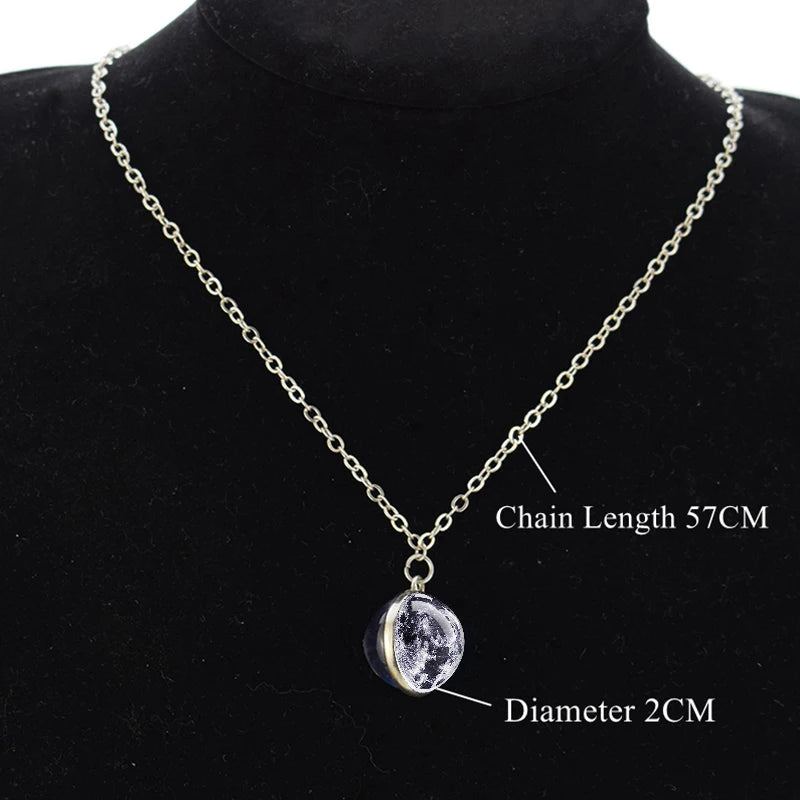 Solar System Planet Glass Ball Necklace – Moon, Earth, Jupiter & More Space-Themed Pendant for Women Fashion Gift
