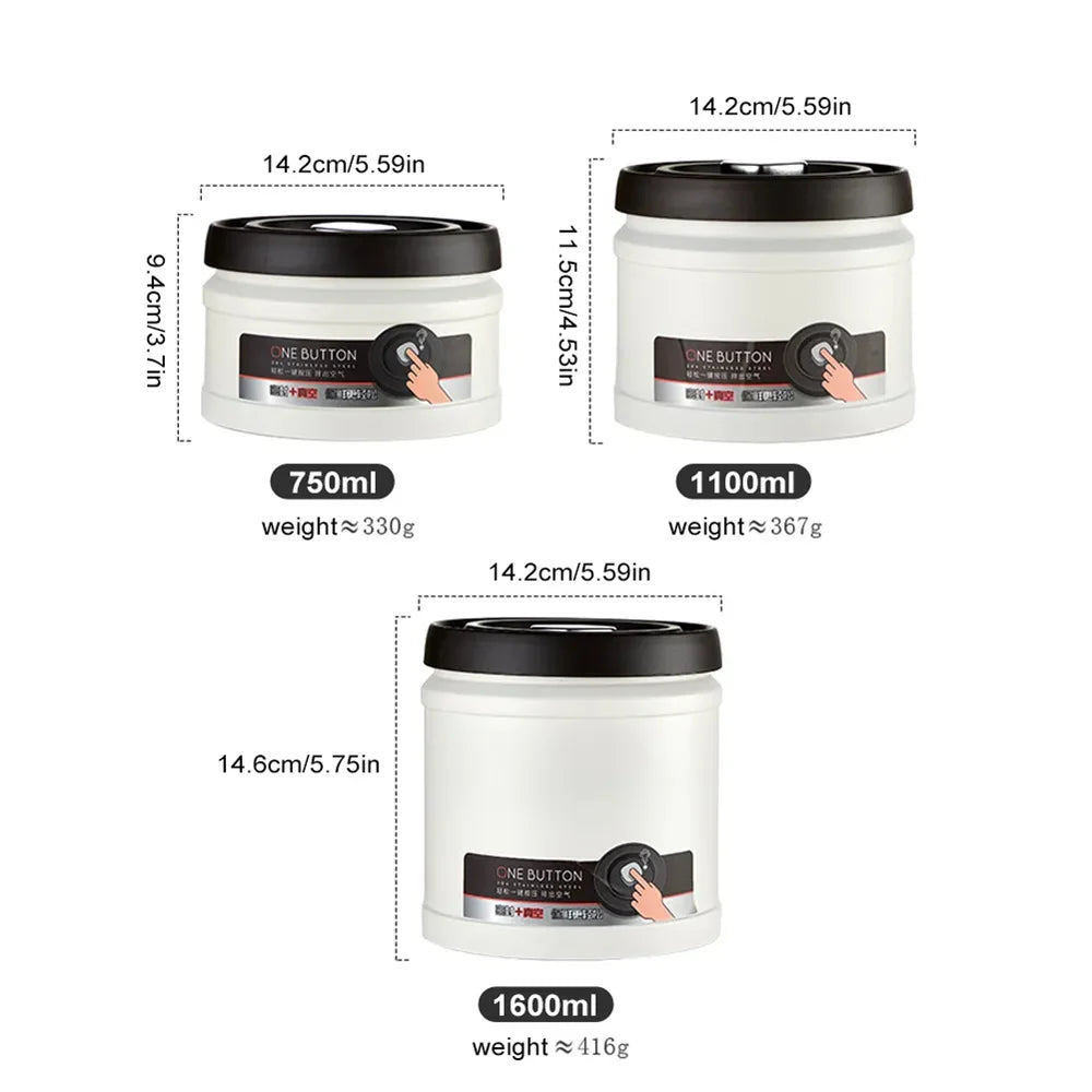 Stainless Steel Coffee Bean Vacuum Sealed Canister — Airtight Storage Tank for Grains, Tea, Nuts & Kitchen Organization