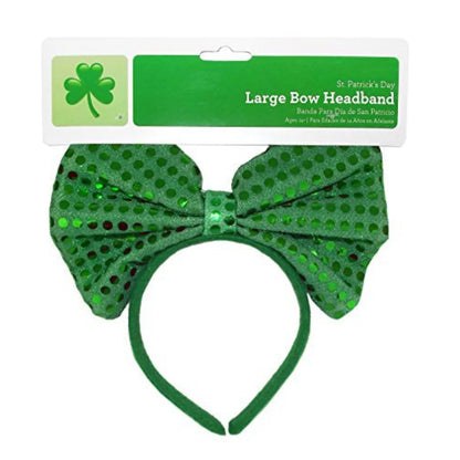 St. Patrick's Day Costume Set - Sequin Bow Headband, Green Tutu & Shamrock Thigh-Highs