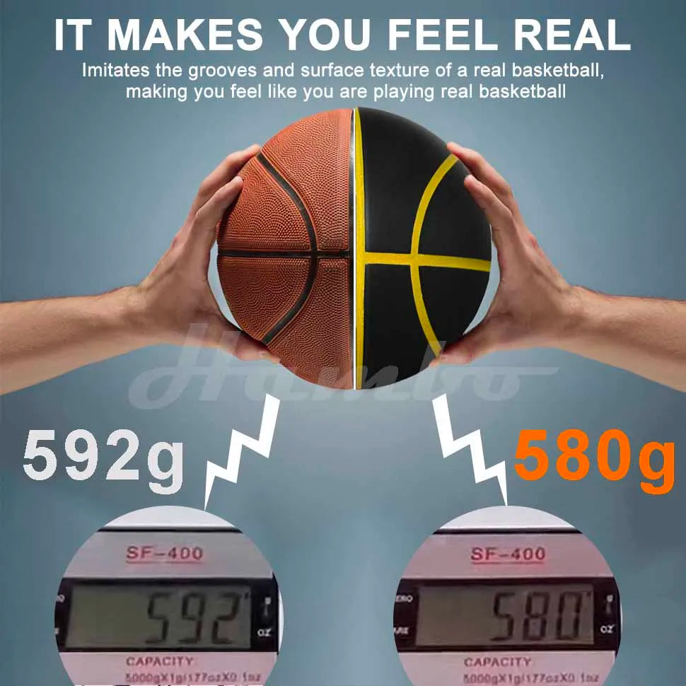 580G Silent Indoor Basketball – Noiseless Size 7 PU Foam Airless Ball with Quiet Bounce, 90% Real Feel