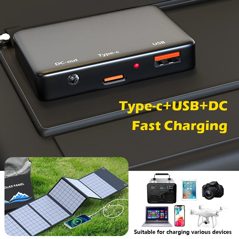 Portable 1000W Folding Solar Panel - Fast USB & DC Charging for Hiking, Camping and Mobile Devices
