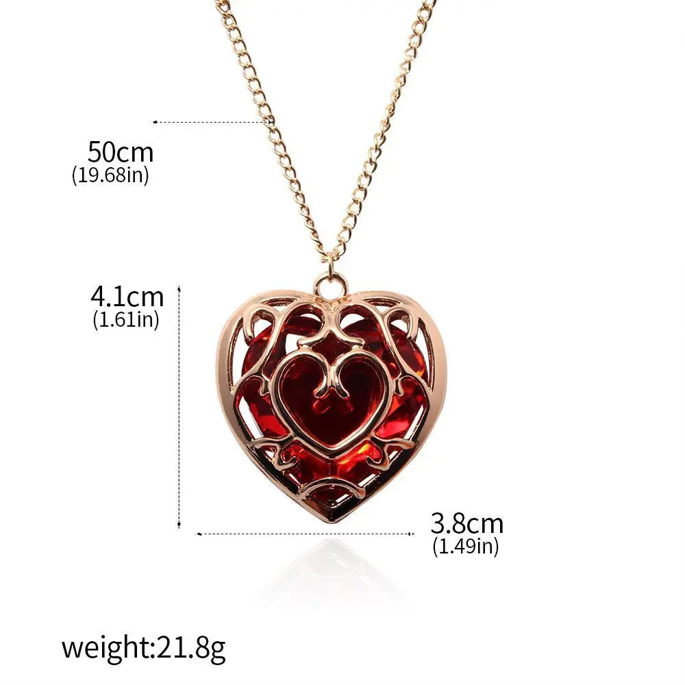 Skyward Sword Heart Keychain - Red Crystal Heart Container Pendant for Fans