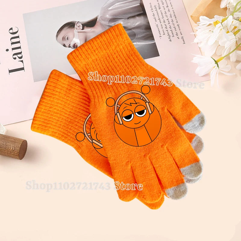 Sprunki Knitted Gloves for Kids - Cute Cartoon Touchscreen Winter Warm Mittens for Boys & Girls