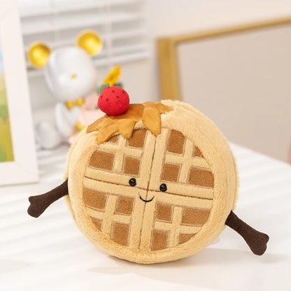 Cute Dessert Plush Toys – Soft Cake, Waffle, Pancake, Macaron, Éclair Stuffed Dolls for Kids Gift & Home Decor