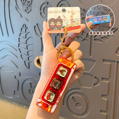 Monchhichi Keycap Clicker Keychain – Cartoon Fidget Toy, Stress Relief Keyboard Charm & Backpack Pendant Gift