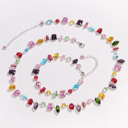 18K Gold Plated Crystal Zircon Necklace – Luxury Colorful Fashion Jewelry for Women, Party & Evening Accessories