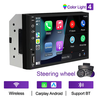 XIMA 7-Inch 2DIN Android Car Radio - Touchscreen MP5, CarPlay, Bluetooth, FM, USB & Camera