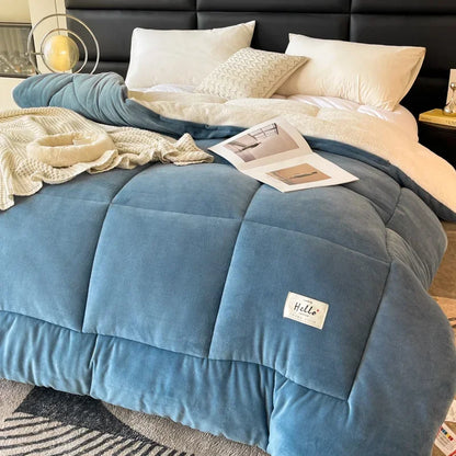 Thick Milk Fleece Winter Blanket – Warm Artificial Lamb Cashmere Weighted Comforter for Bed