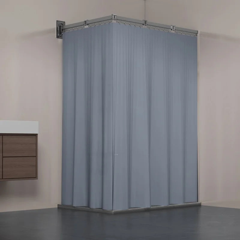 Folding Shower Curtain Partition - Waterproof Retractable Bathroom Divider for Dry & Wet Separation