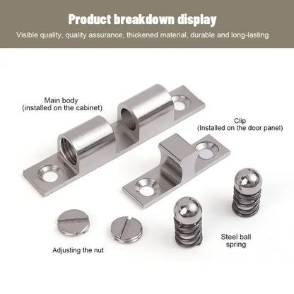 5/1pcs Furniture Door Ball Latch | Brass Double Roller Spring Ball Catch, Adjustable Tension Latch for Cabinets & Closets