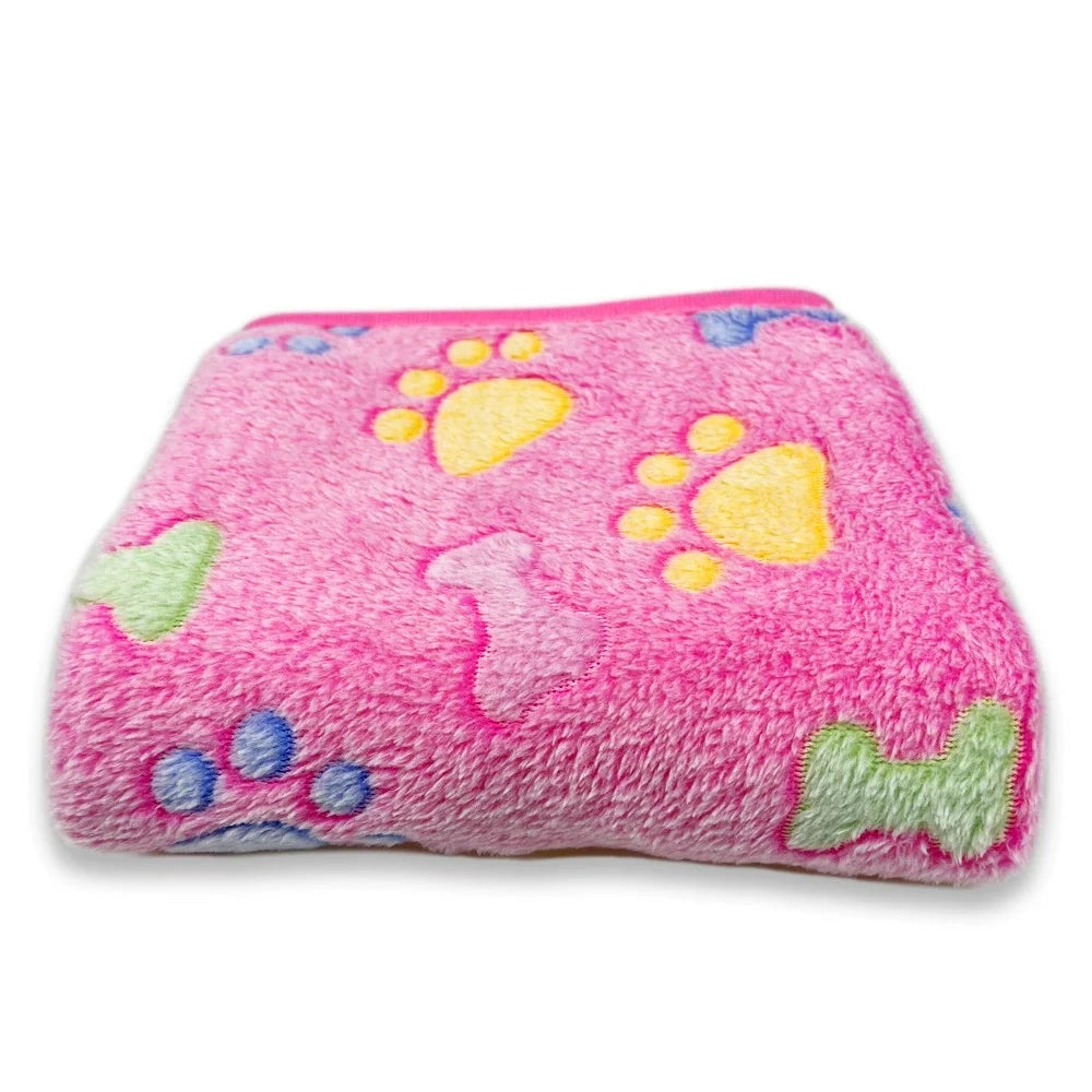 Soft Fluffy Pet Blanket - Warm Fleece Dog & Cat Throw with Cute Paw Print Design for Puppies and Kittens