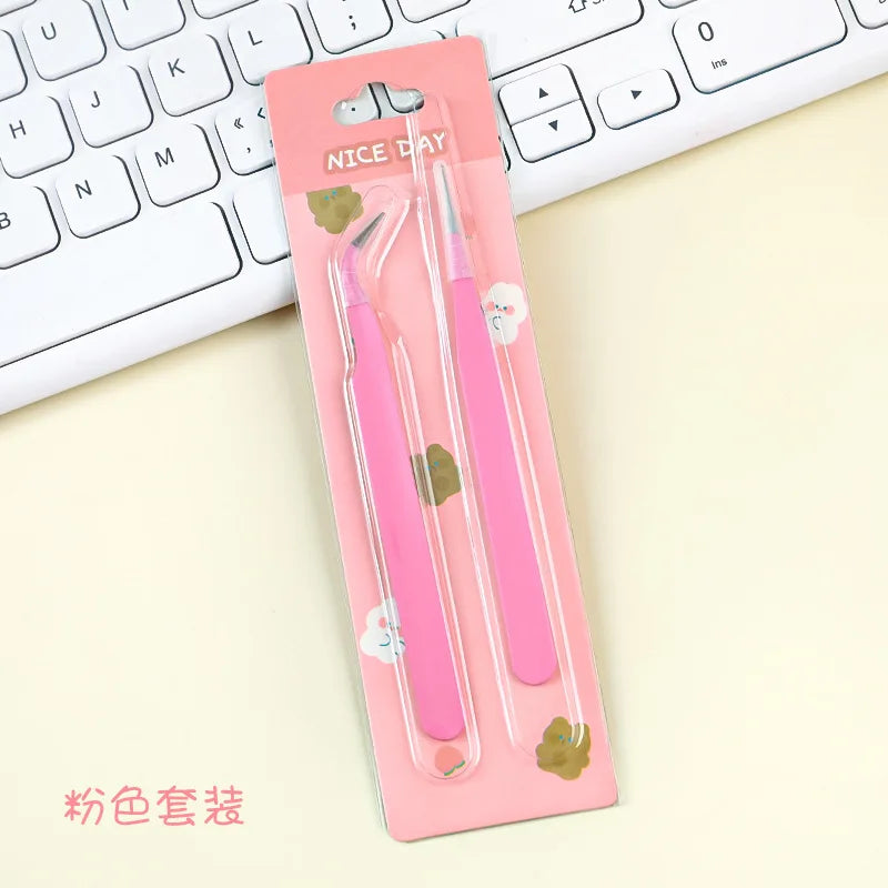 Multifunctional Tweezers Set - Angled Picking Tools & Color Clip Accessories