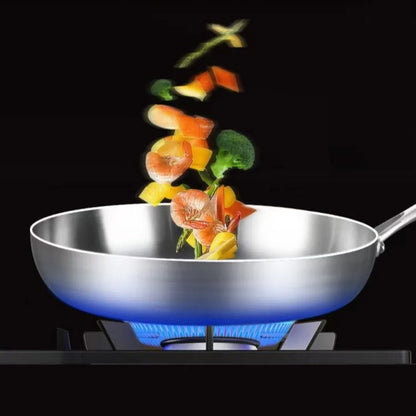 316 Stainless Steel Frying Pan – Uncoated Non-Stick Cooking Pot for Gas & Induction Stoves