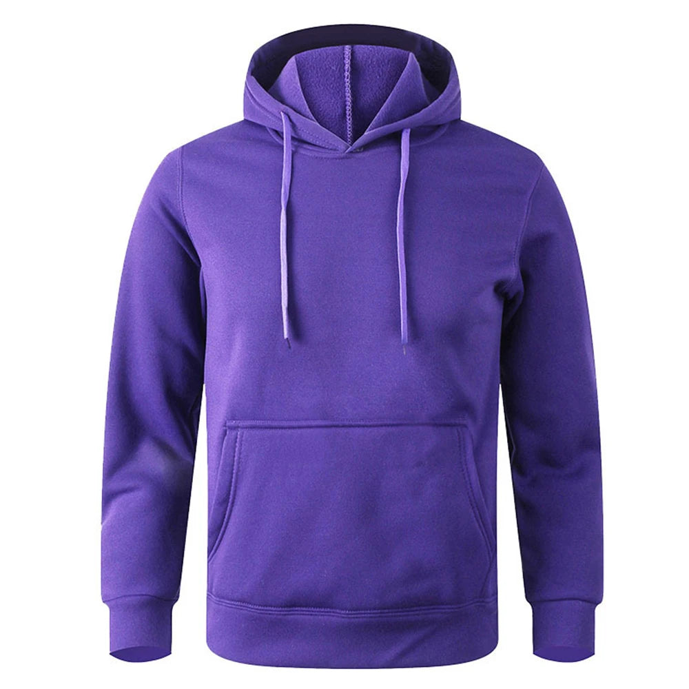 Unisex Warm Sweatshirt — Casual Solid Color Streetwear Pullover with Pocket, Sport & Fitness Hoodie in Multiple Colors
