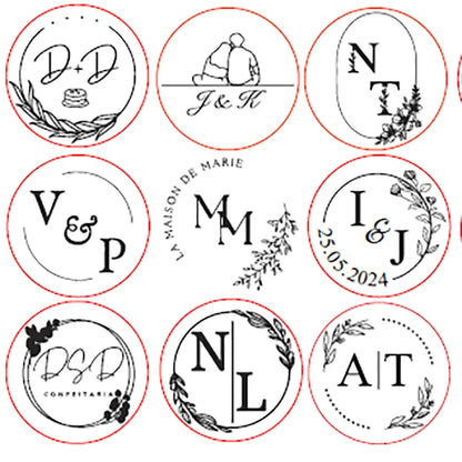 Custom Brass Wax Seal Stamp with 2 Initials & Wreath – Vintage Reusable DIY Wedding & Letter Stamp with Free Engraving